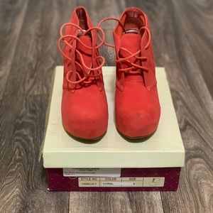 GLAZE Camilla-1 Women's Faux Suede Lace Up Bootie